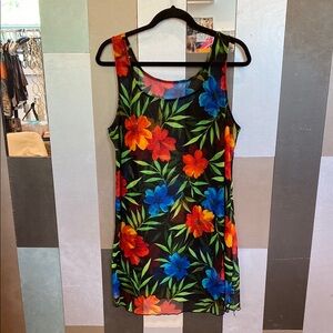 Vintage Floral Sheer Mesh Slip Dress Coverup